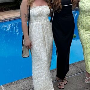 American Eagle Outfitters Cream Jumpsuit